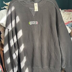 aerie Black 'Wicked' Graphic Crewneck Sweatshirt with Green & Pink Accents